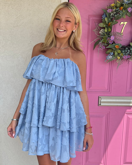 Austin Strapless Mini Dress - Blue