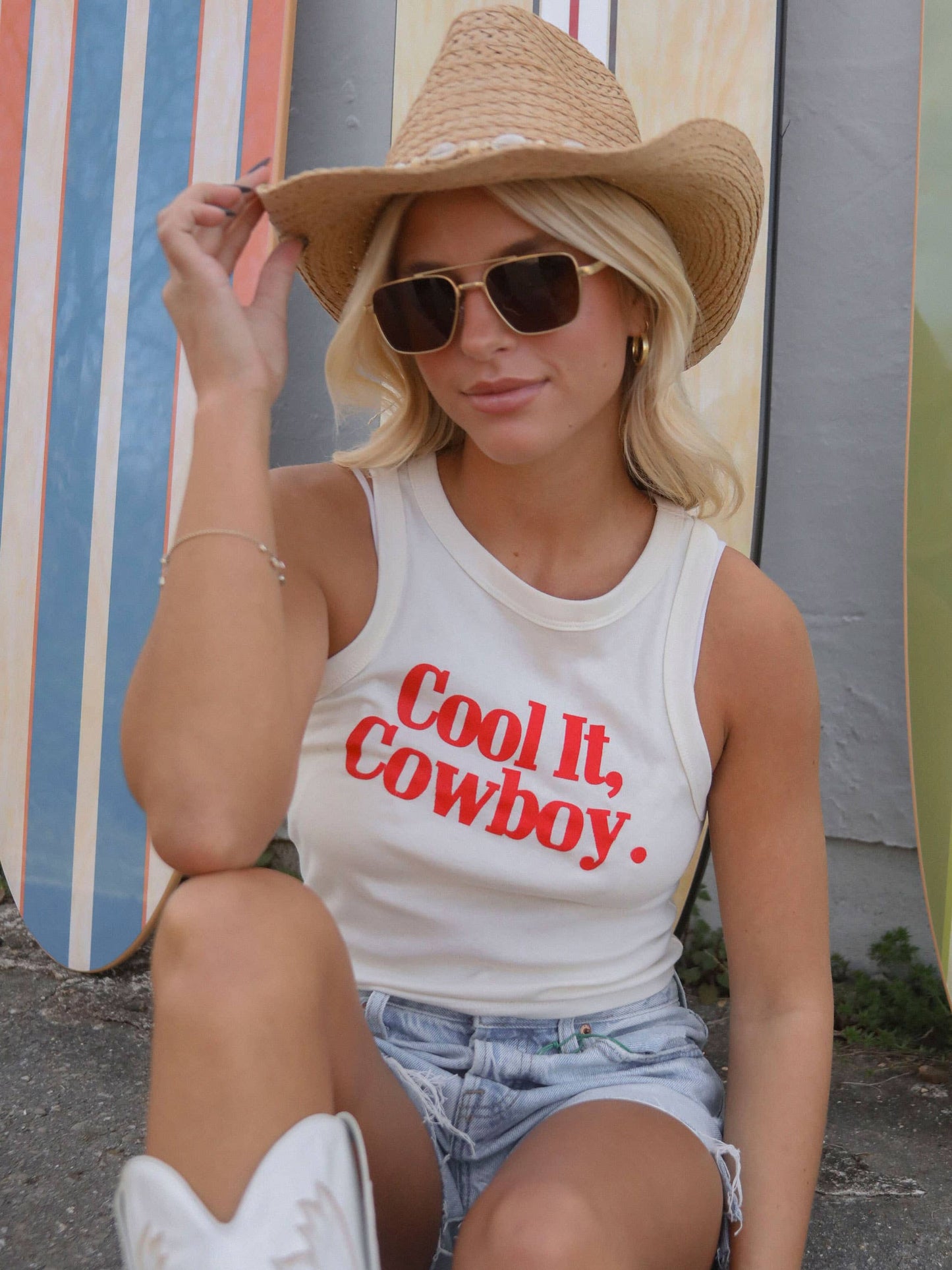 Cool It Cowboy Graphic Tank: Charlie Southern