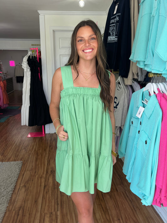 Something In The Way Babydoll Dress - Green