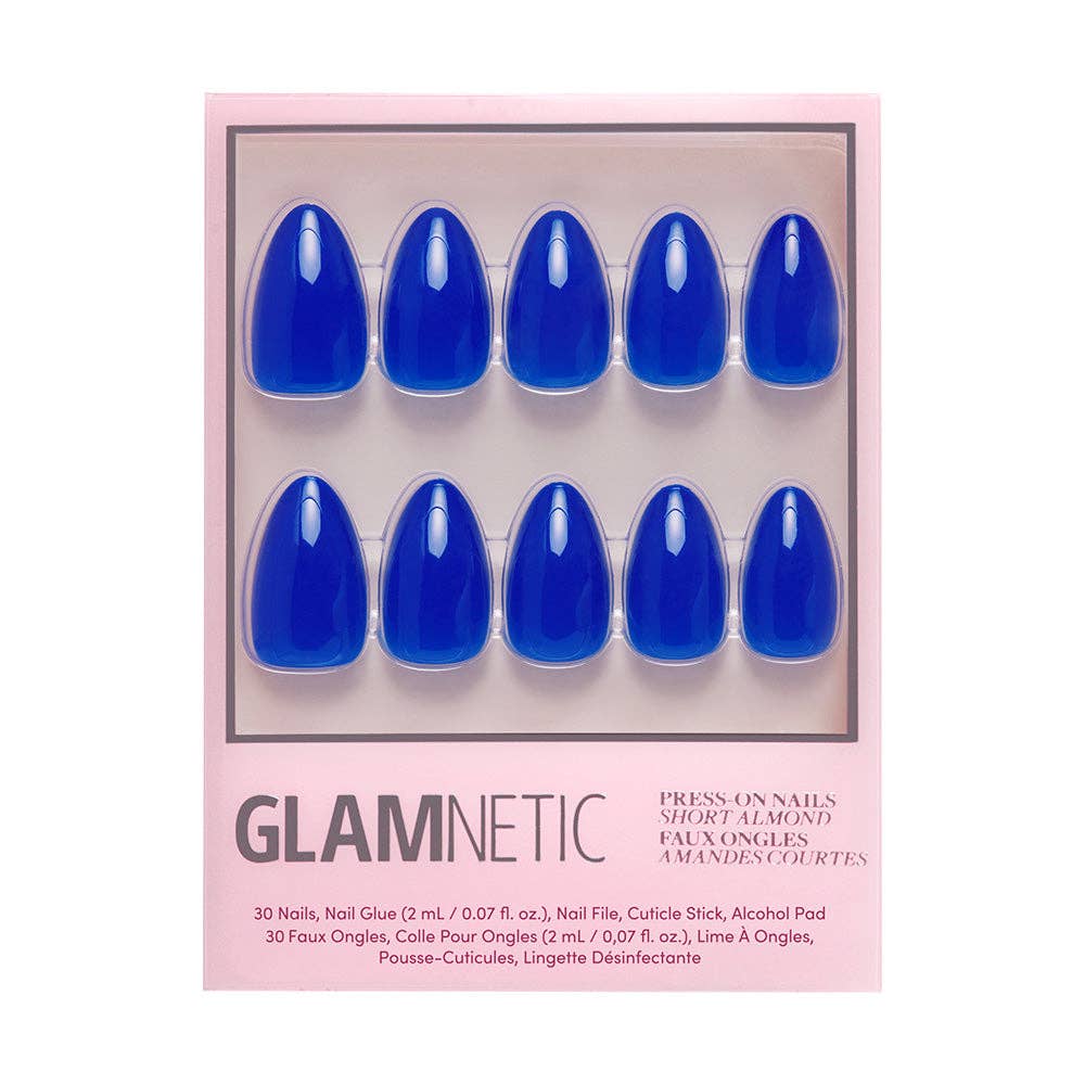 Cobalt Blue Press-On Nails | Solid Nail| Short Almond Length - Glamnetic