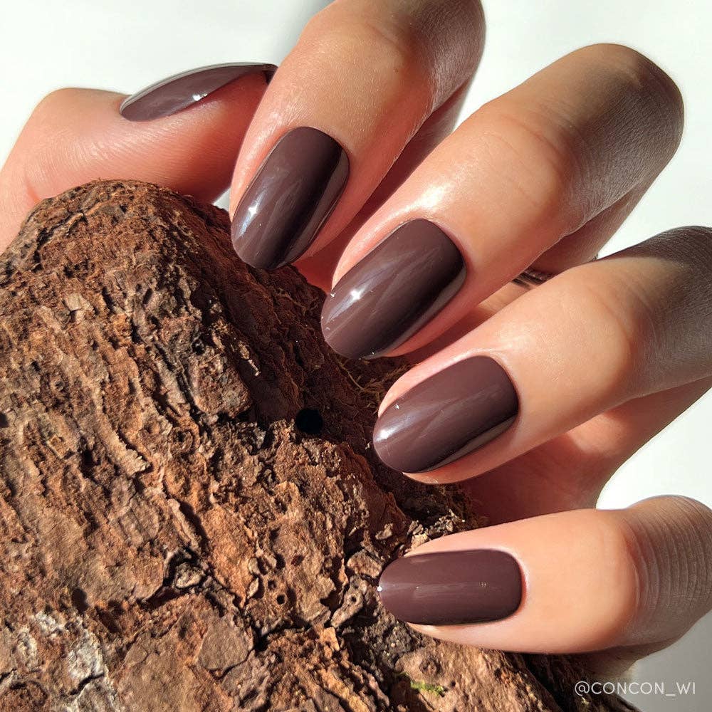 Bark Brown Press-On Nails | Fall Solids | Short Round - Glamnetic