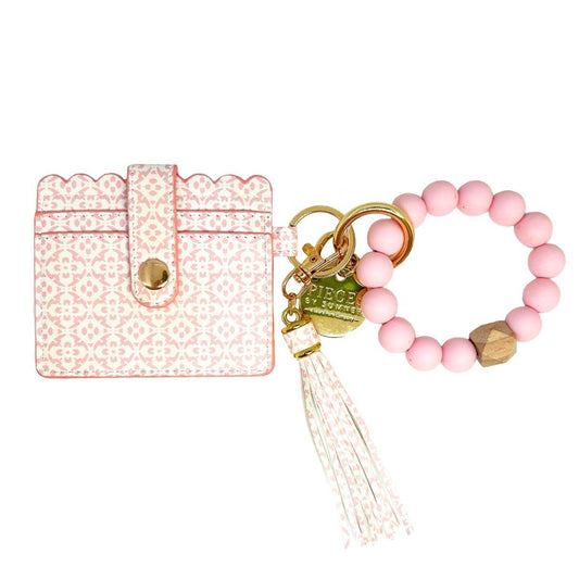 Porto Tiles Blush Keychain Wristlet Wallet - Laura Park