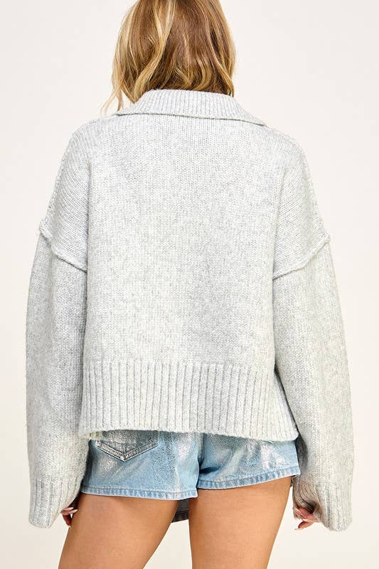 Polo Collar Oversized Sweater