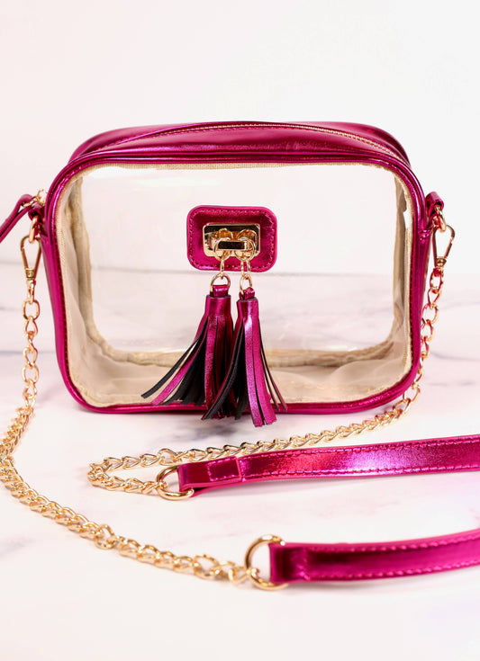 Addison Clear Crossbody - Metallic Fuchsia