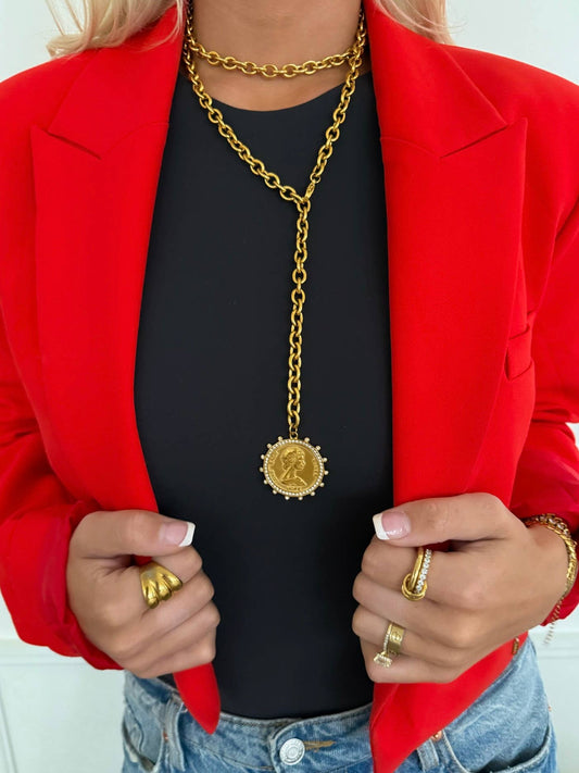 XL Coin Necklace: Gold - CHANSUTTPEARLS