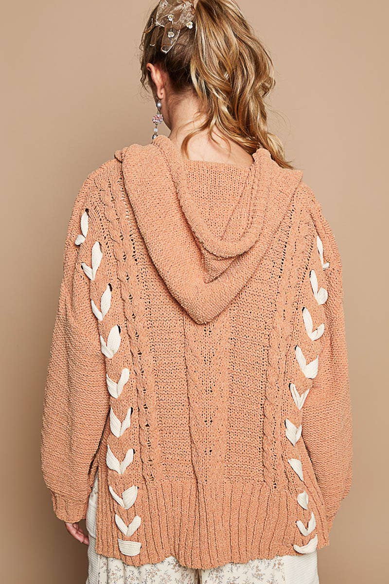 Ribbon Detail Hooded Sweater