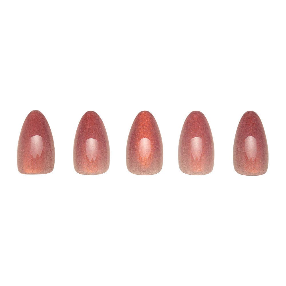 Rosé Press-On Nails| Trendy Rose Pink Metallic Finish - Glamnetic