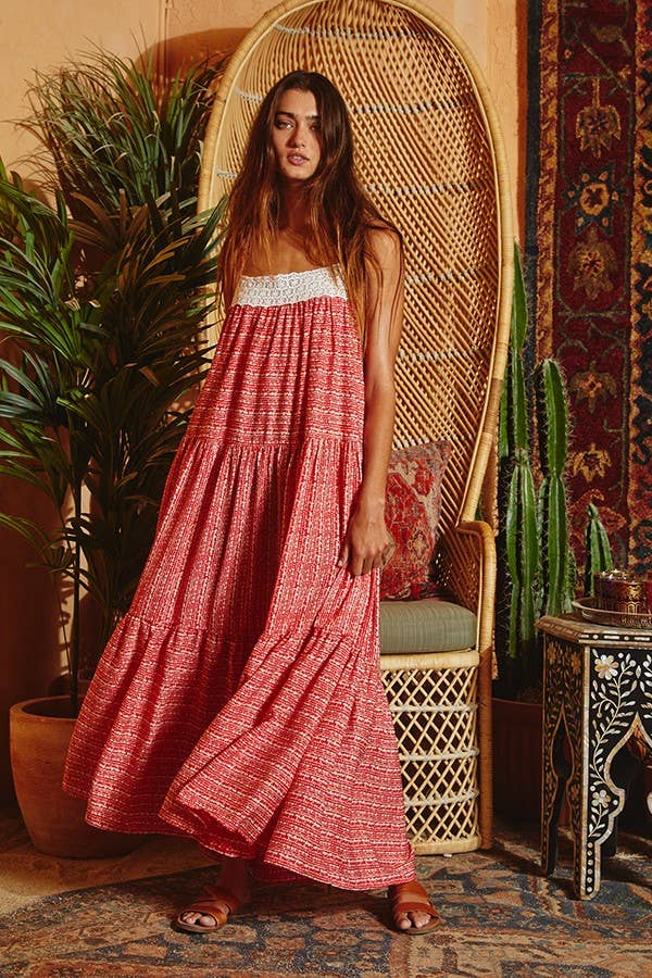 Red Rover Tiered Maxi Dress