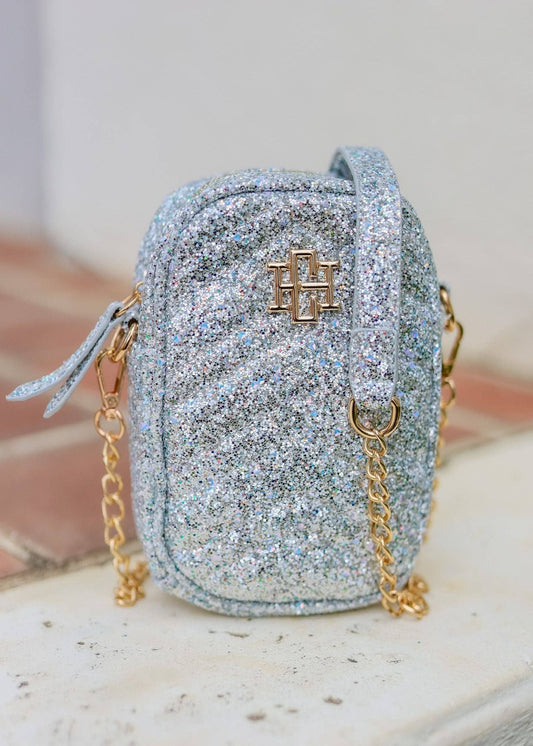 Colton Cell Phone Crossbody - Glitter Silver