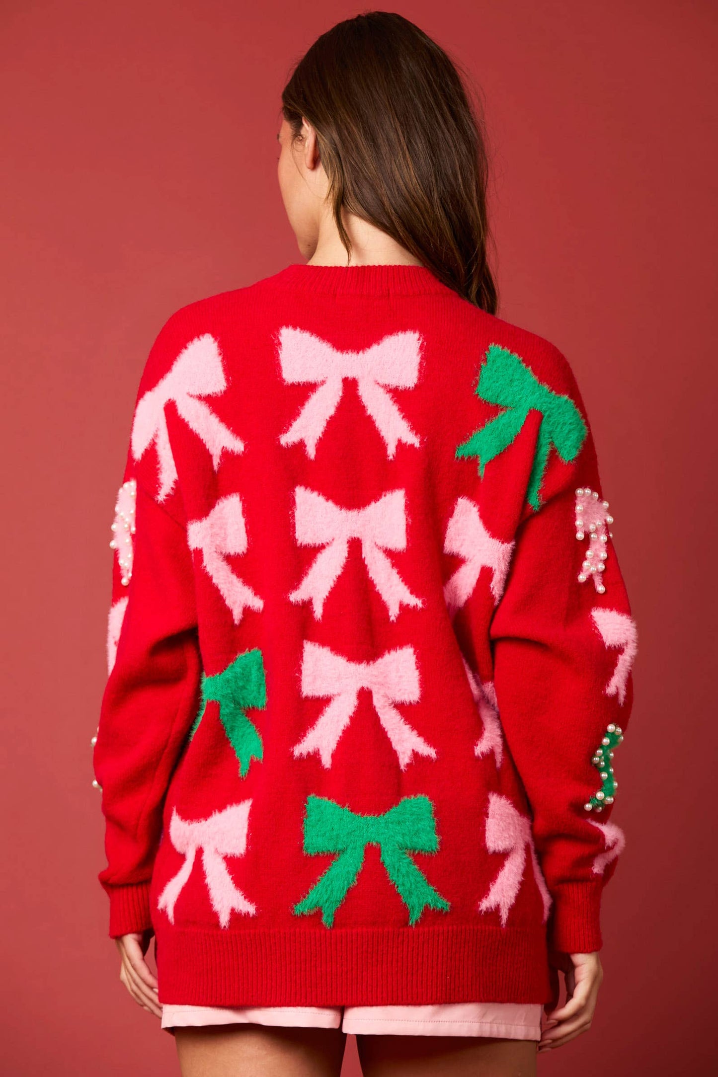 Christmas Bows & Pearls Sweater