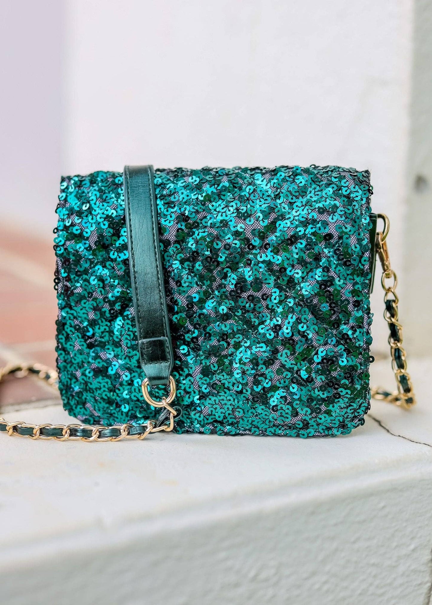 Evelyn Crossbody - Emerald Sequin