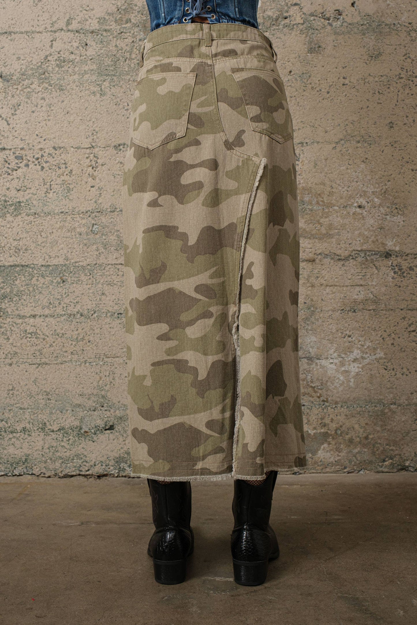 On The Hunt Camo Midi Skirt