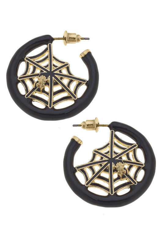 Halloween Enamel Spider Web Earrings by Canvas