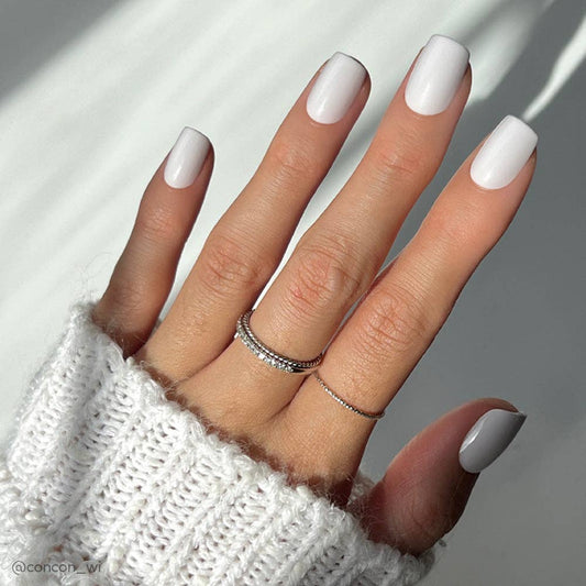 Lilac Gray Press-On Nails | Short Squoval Solid Holiday