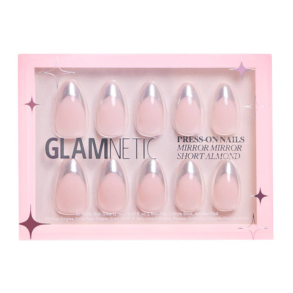 Mirror Mirror Press-On Nails| Chrome Silver French Tip - Glamnetic