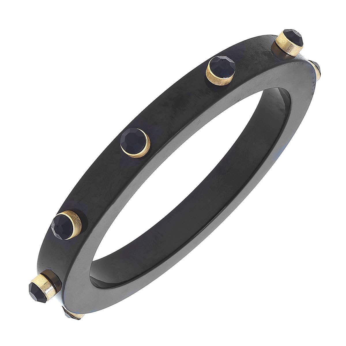 Renee Resin and Rhinestone Bangle - Black by Canvas