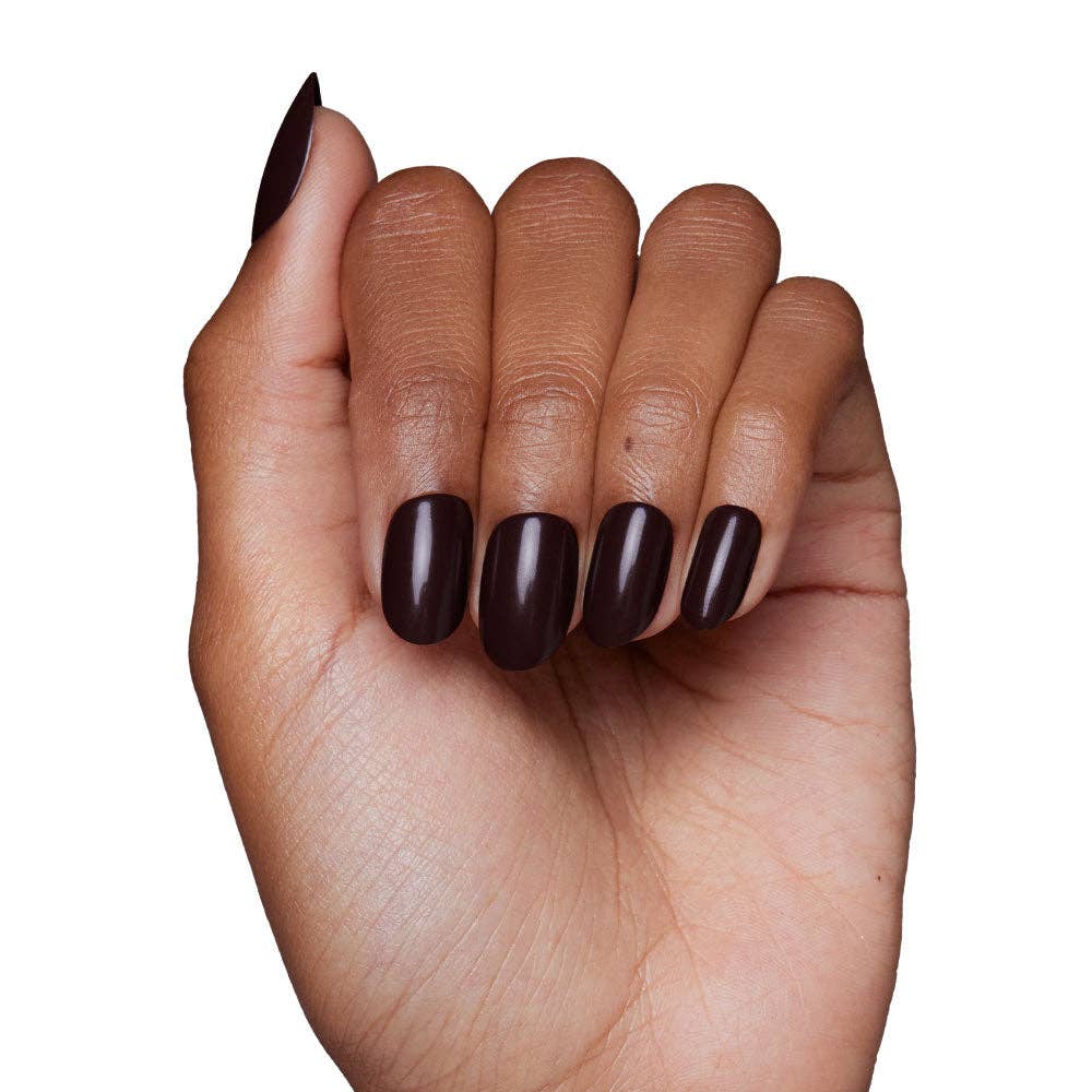 Bark Brown Press-On Nails | Fall Solids | Short Round - Glamnetic