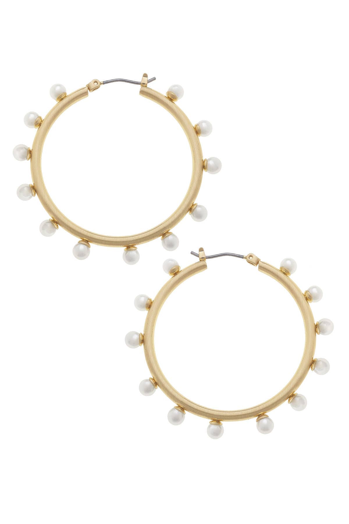 Katie Pearl Studded Statement Hoop Earrings in Ivory