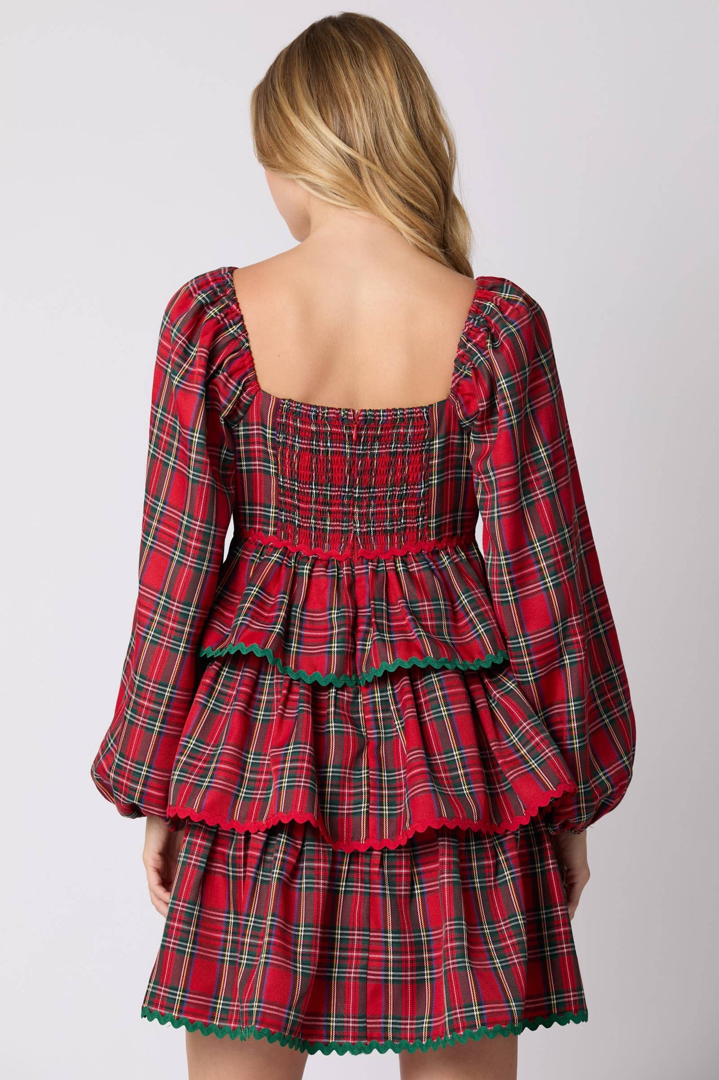 Christmas Plaid Tiered Dress