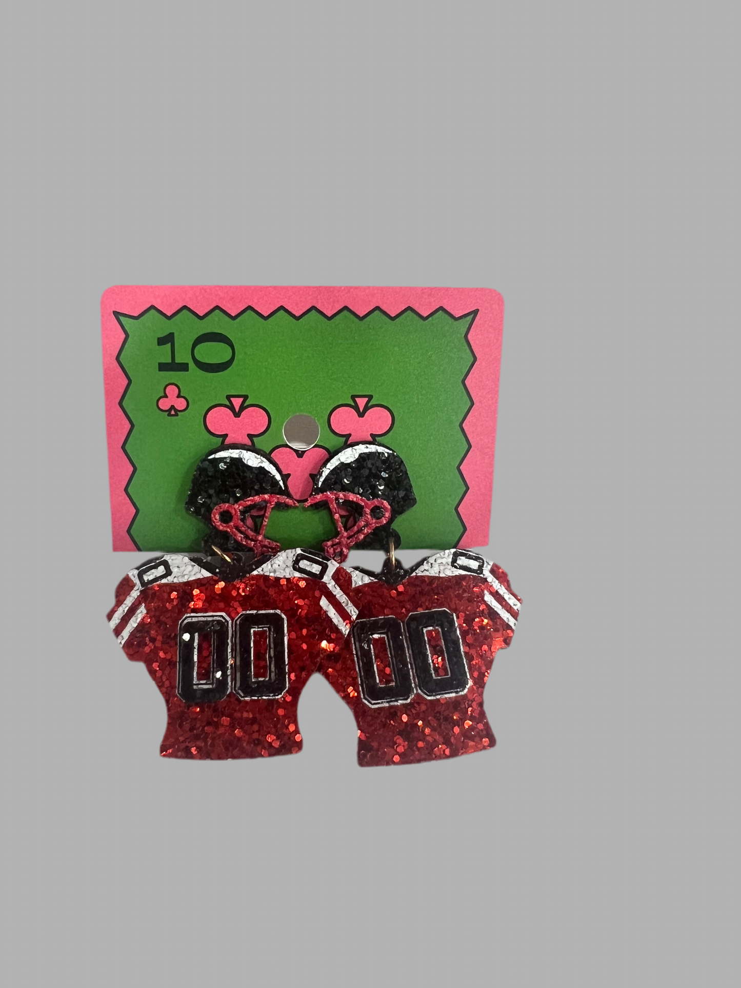 Glitter Jersey Earrings - Red w/ black