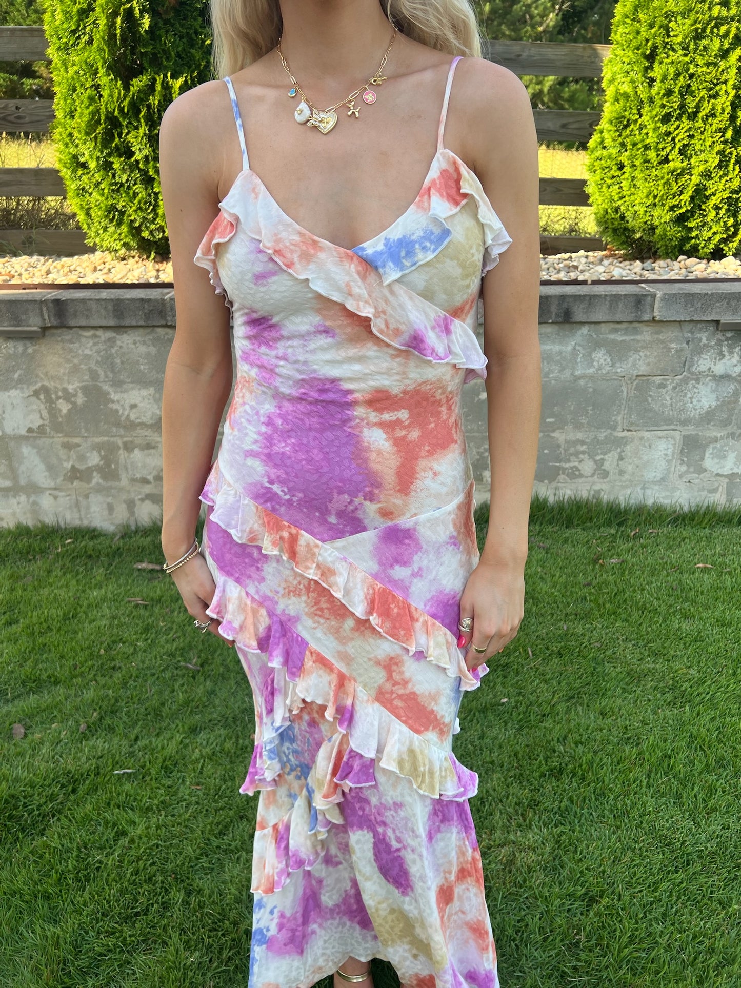 Watercolor Sunset Midi Dress