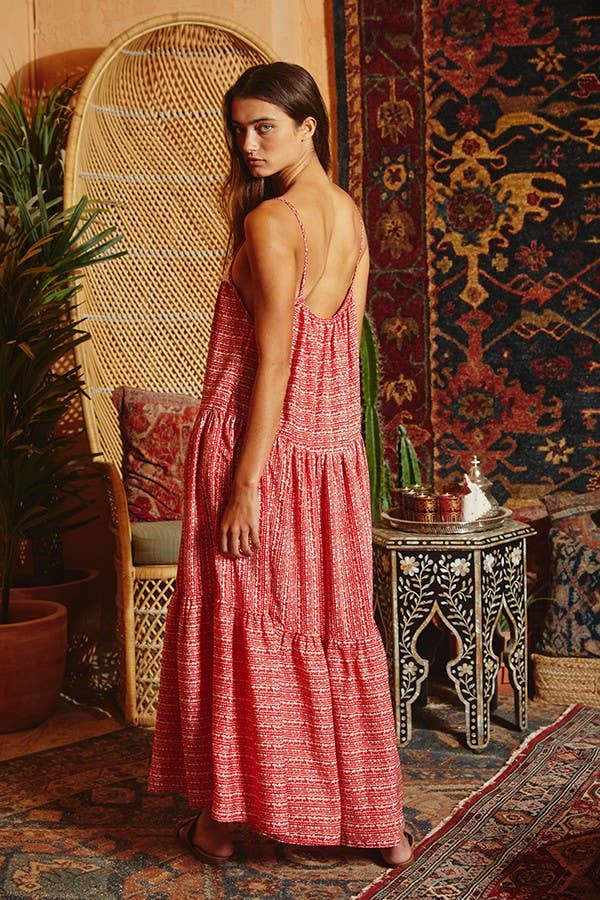 Red Rover Tiered Maxi Dress