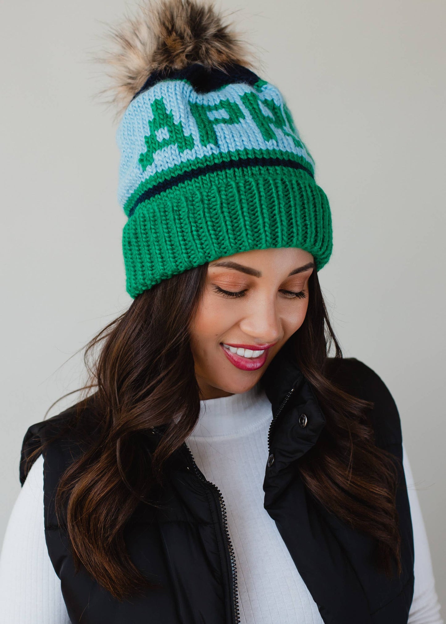 Apres Pom-Pom Beanie Hat - Green