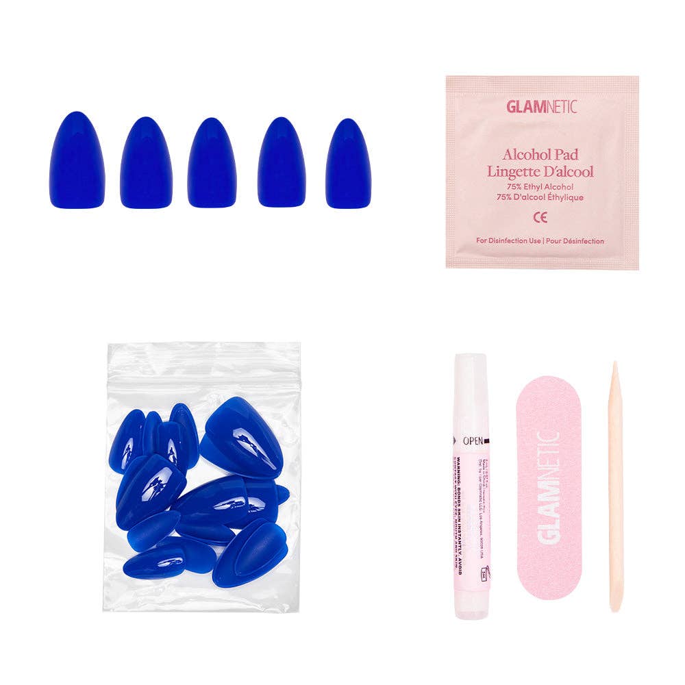 Cobalt Blue Press-On Nails | Solid Nail| Short Almond Length - Glamnetic