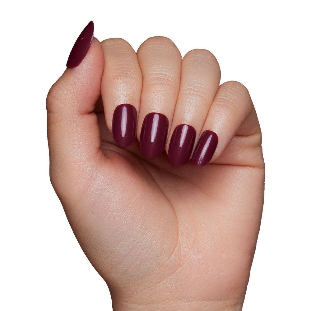 Berry Maroon Press-On Nails | Fall Solids | Short Round - Glamnetic