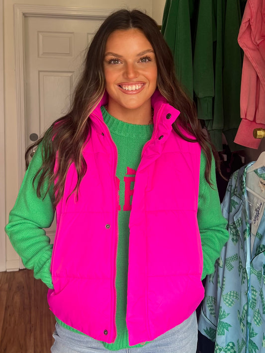 Bright Pink Puffer Vest