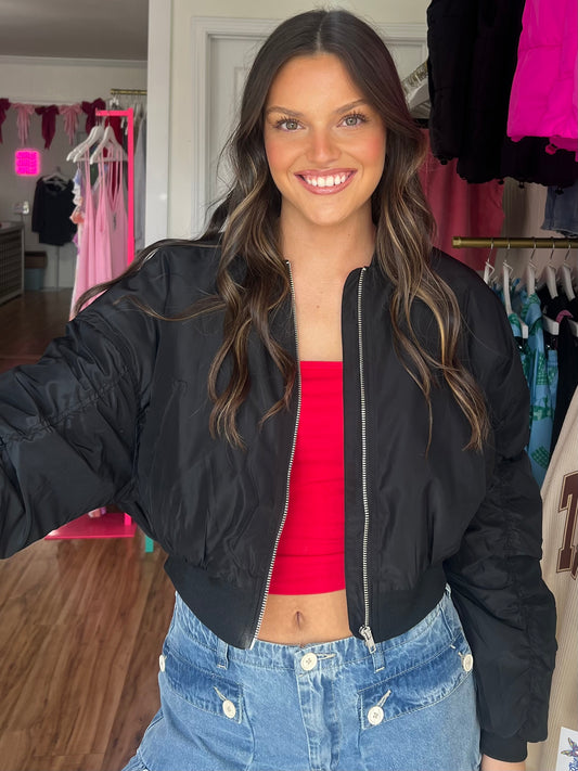 Maverick Cropped Bomber Jacket