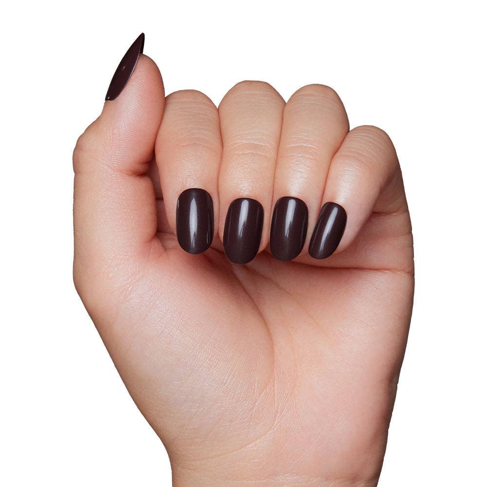 Bark Brown Press-On Nails | Fall Solids | Short Round - Glamnetic