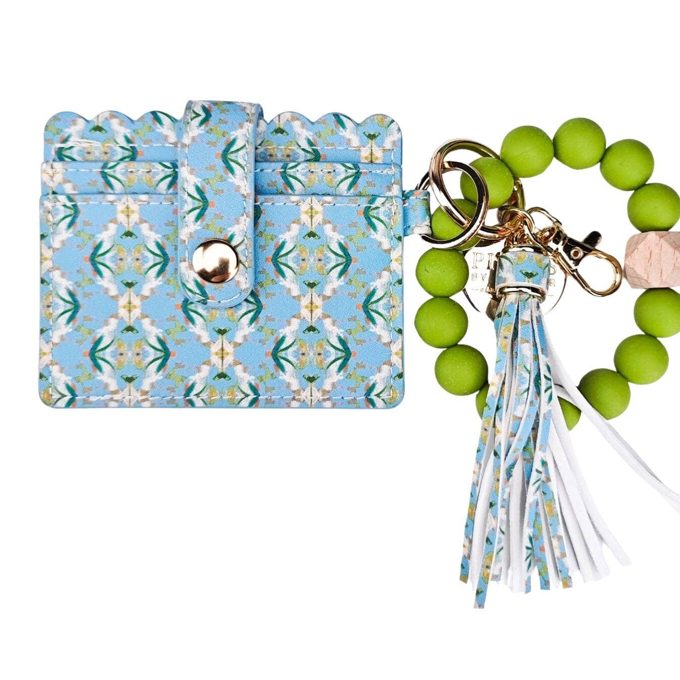 English Garden Blue Keychain Wristlet Wallet - Laura Park