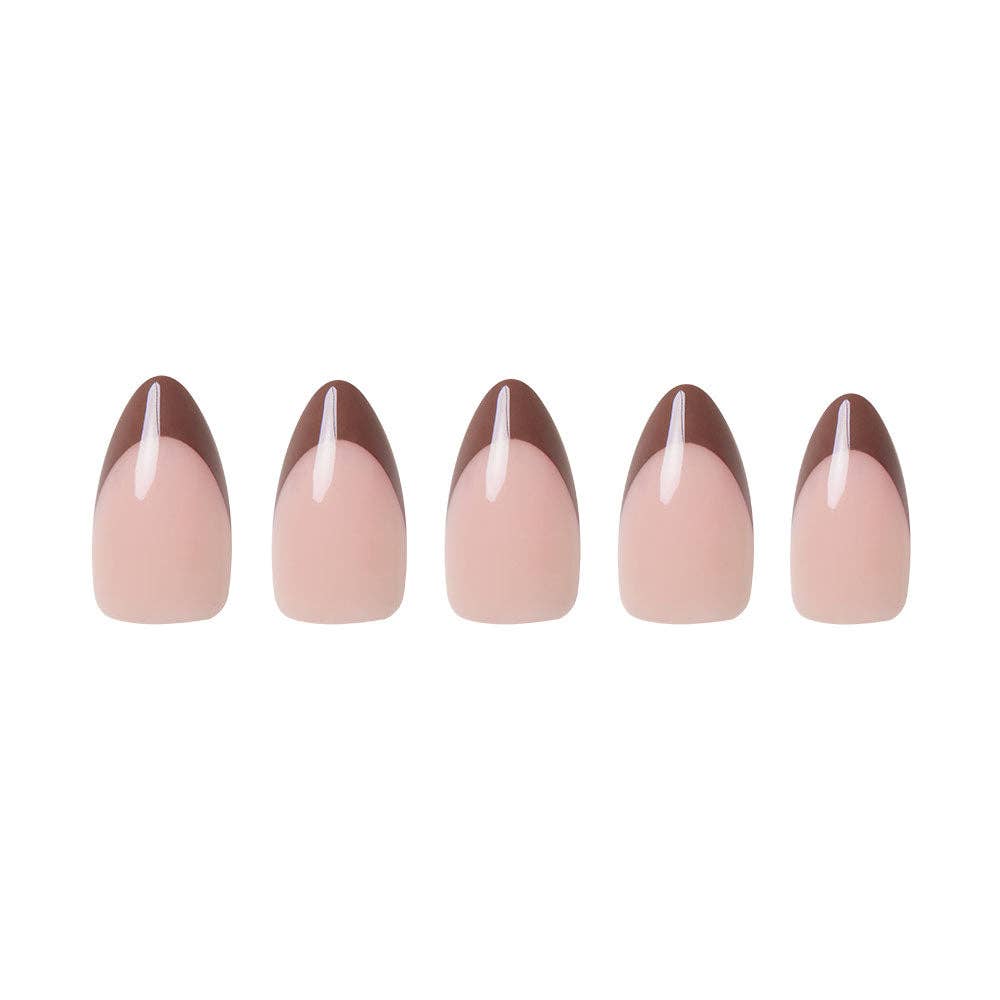 Chocolat Press-On Nails | Brown French Tip | Short Almond