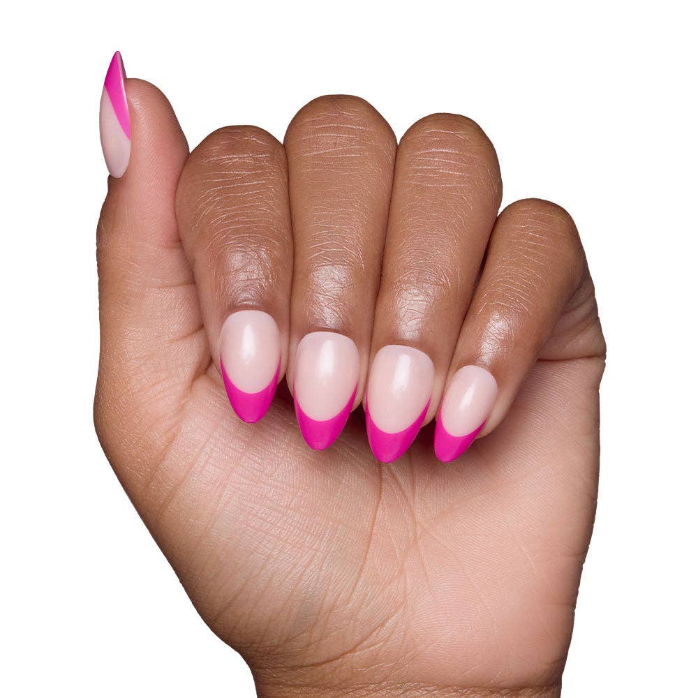 Raspberry Sorbet Press-On Nails | French Tip | Short Almond