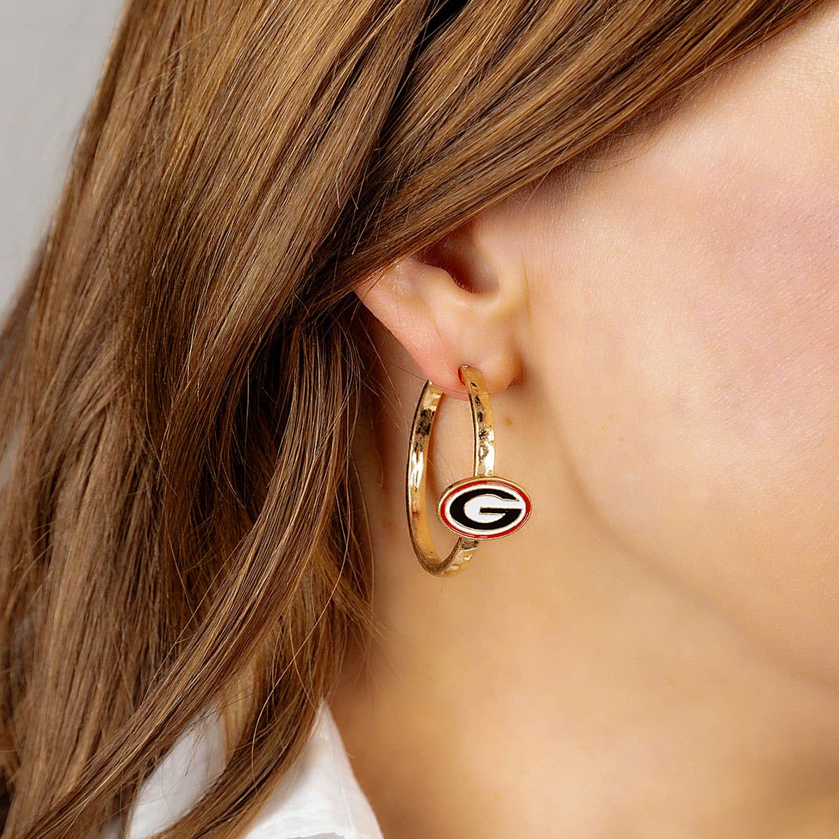 Georgia Bulldogs Enamel Logo Hoop Earrings