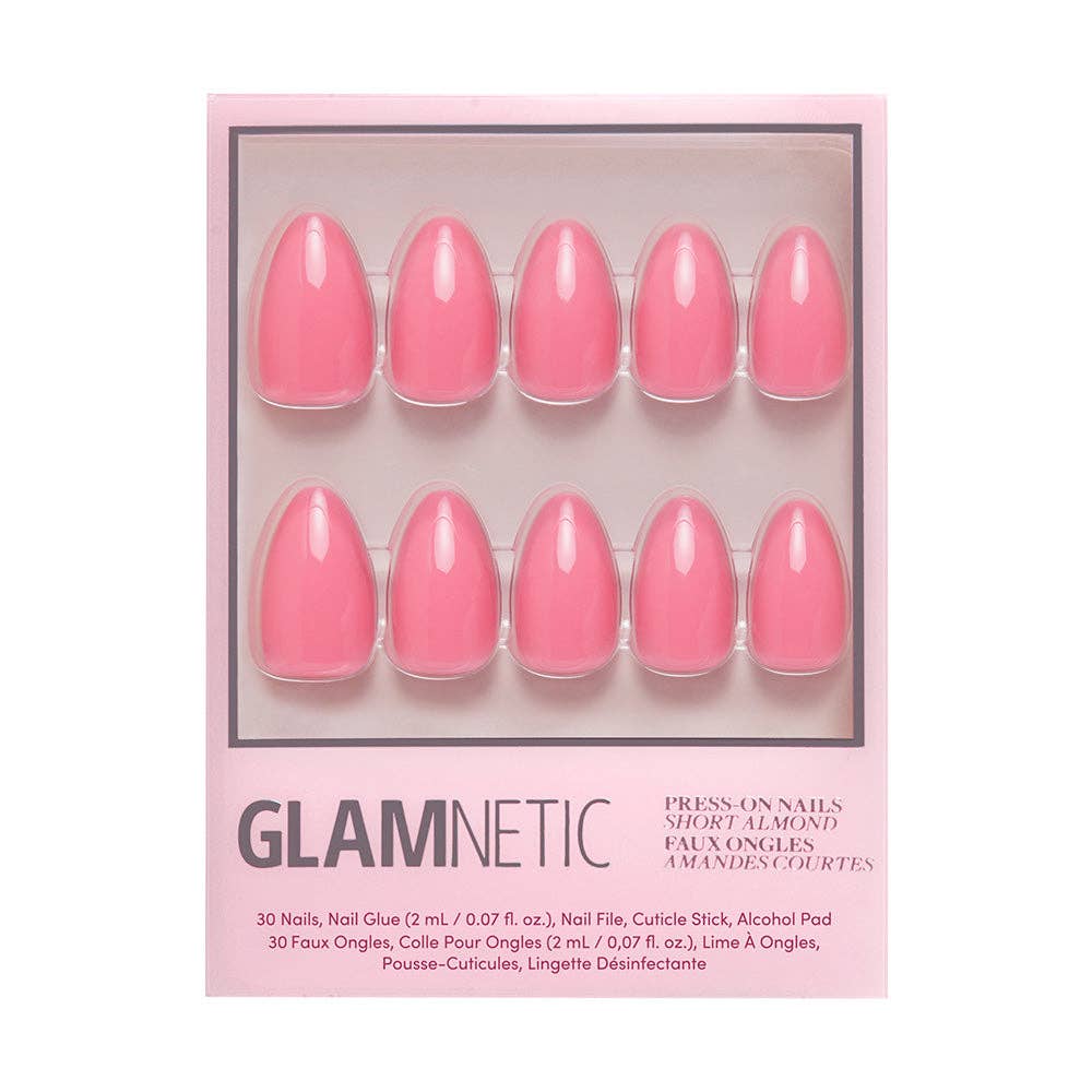 Flamingo Pink Press-On Nails | Solid Nails | Short Almond - Glamnetic