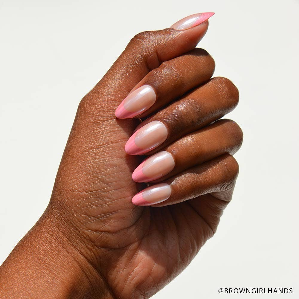 Bubble Gum Glaze Press-On Nails|Pink French Tip|Pink - Glamnetic