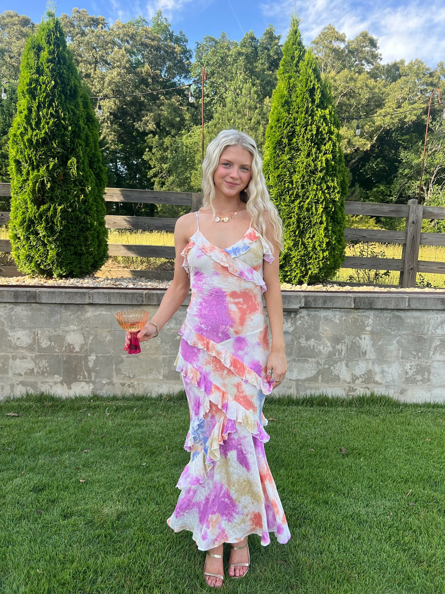 Watercolor Sunset Midi Dress