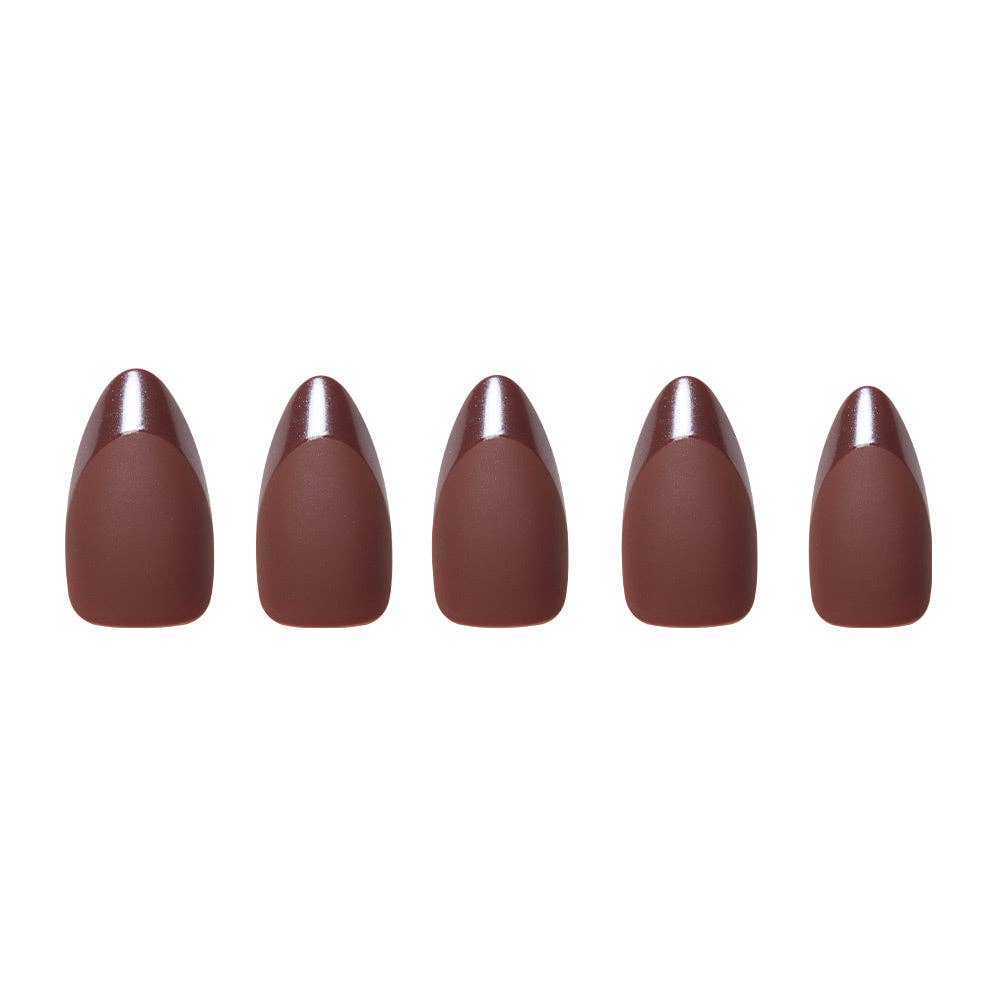 Terra Press-On Nails | Dark Brown Short Almond Nails - Glamnetic