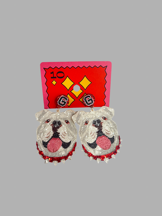 Bulldog Head Glitter Earrings