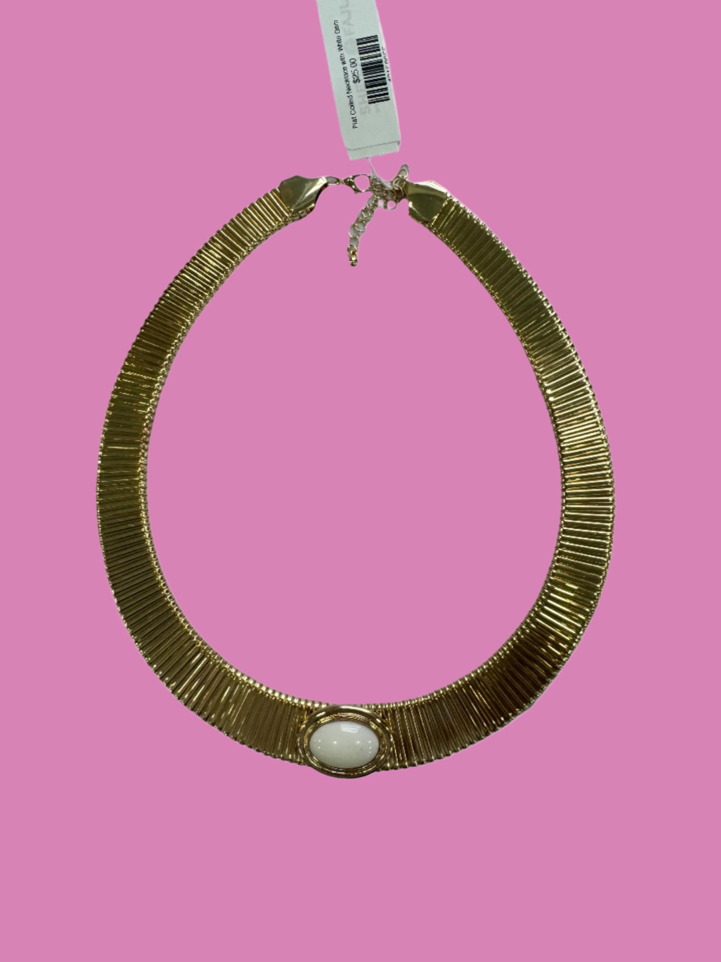 Flat Coiled Necklace with White Gem