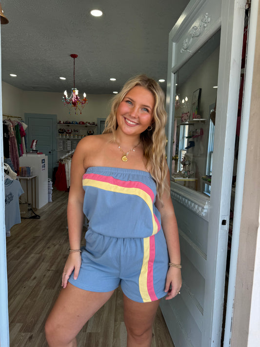 Roller Rink Strapless Romper