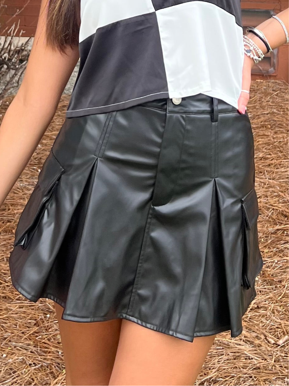 Go Fight Win Leather Mini Skort