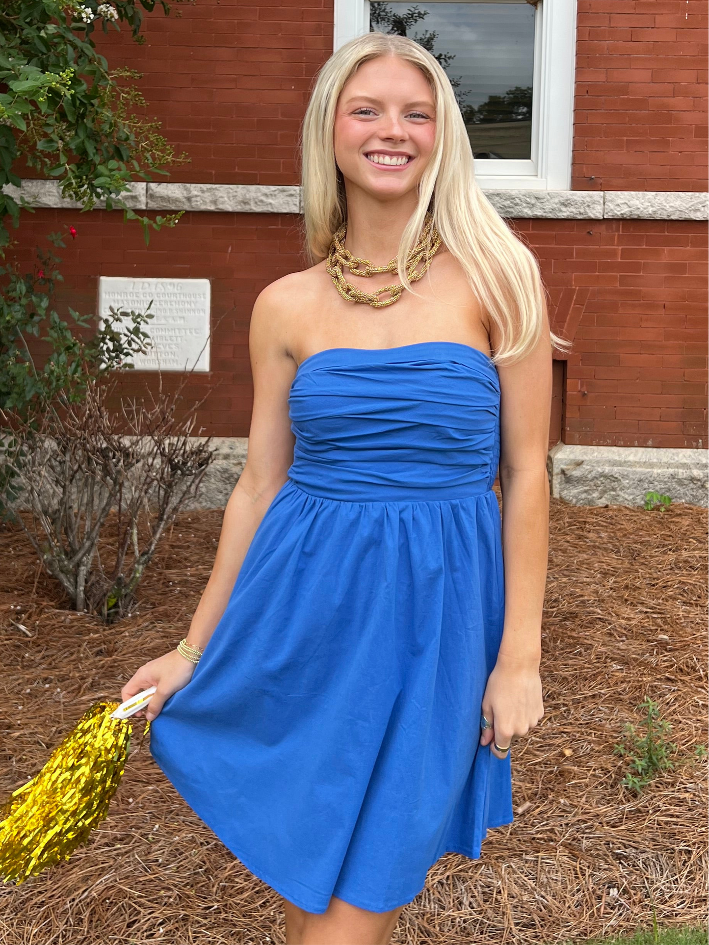 Sideline Strapless Mini Dress - Blue