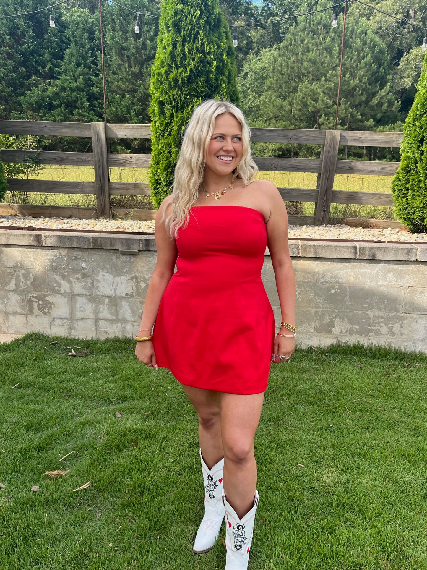 Sydney Strapless Mini Dress - Red