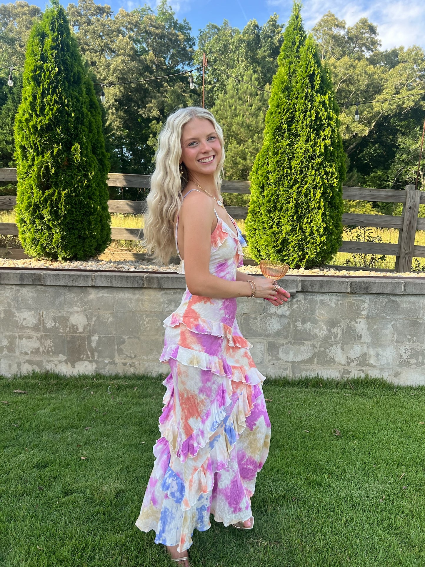 Watercolor Sunset Midi Dress