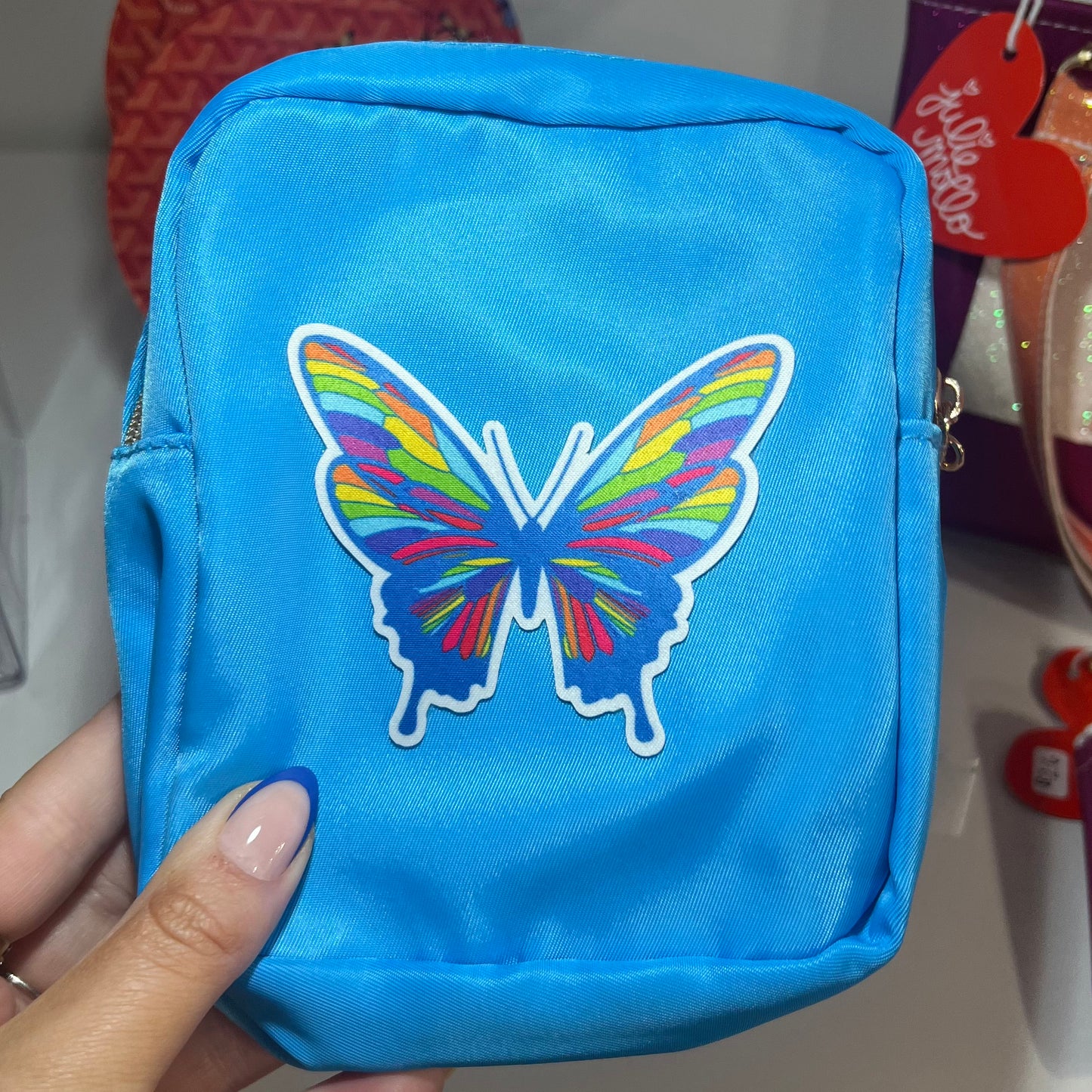 Blue Morning Butterfly Mini Makeup Bag