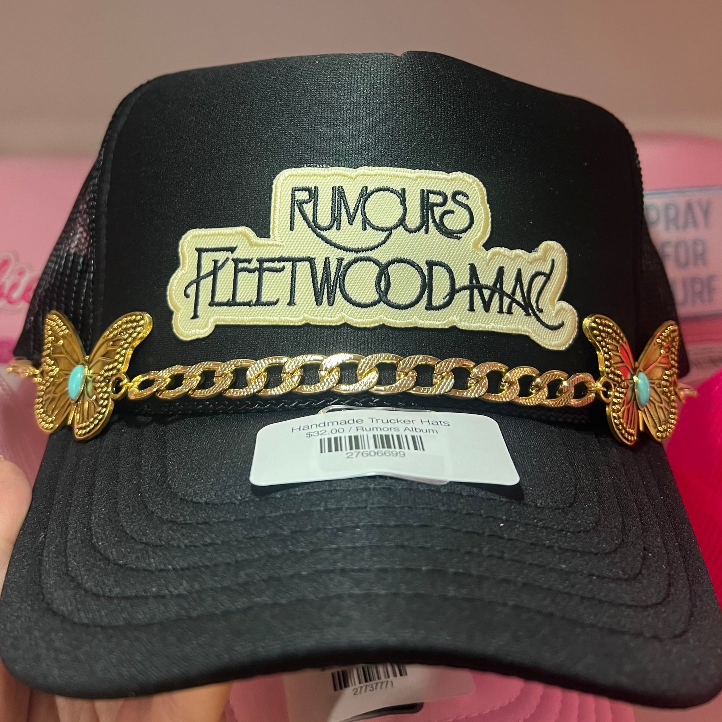 Turquoise & Embossed Gold Butterfly Trucker Hat Chain