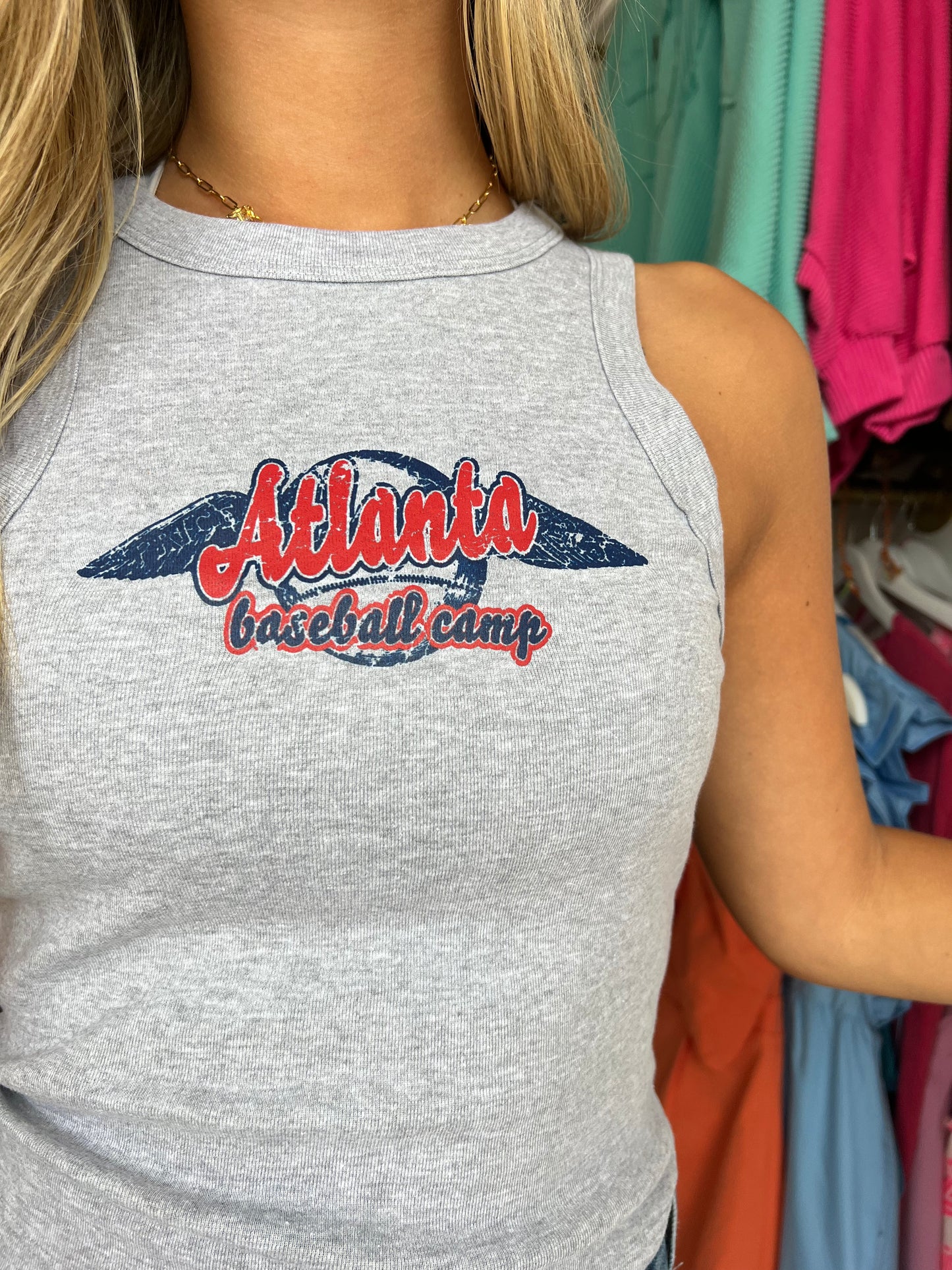 Atlanta Baseball Camp Cropped Graphic Tank